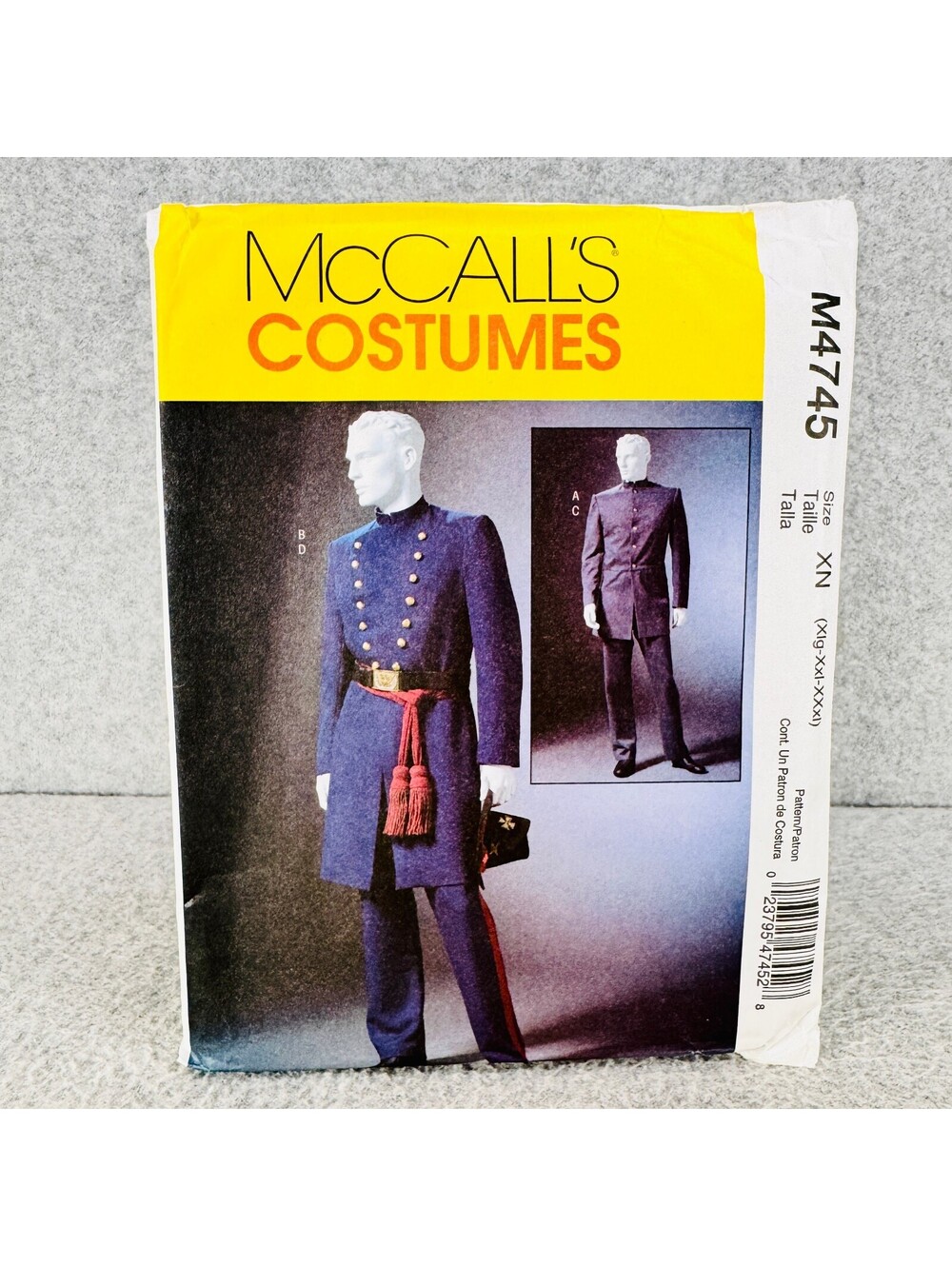 McCalls 4745 Civil War Reenactment Costume Coat Trousers Mens XL-XXL Pattern